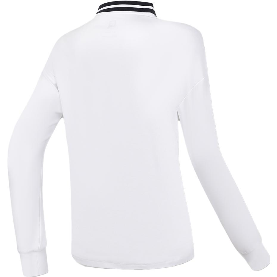 FILA 2023 Autumn New Simple Comfortable Knitted Long Sleeve Polo Shirt Women tops Standard-White A11W333202FWT