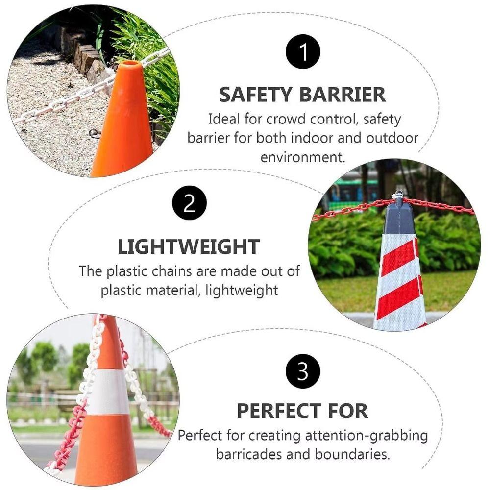 5m Traffic Chain Barrier Link 6mm/8mm/10mm Safety Cordon Queue Warning Line  Crowd Control