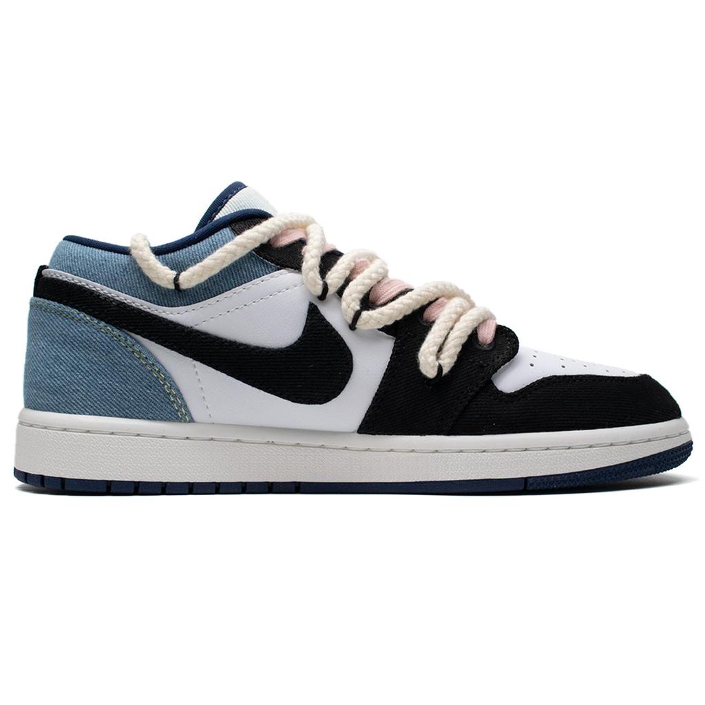 Jordan Air Jordan 1 Restricted Area Cushioning Slip Resistant Low top Vintage Basketball Shoes Men's Light Blue IH0648-141(Team98-)
