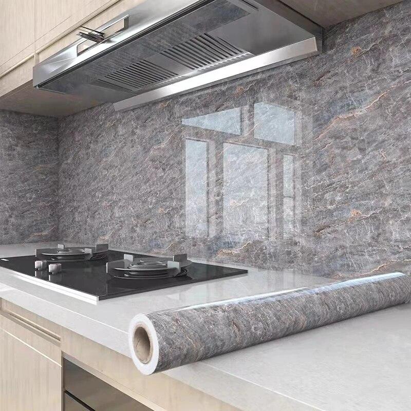 Marble colored PVC 0.4m wide anti oil sticker for kitchen and living room decoration wallpaper