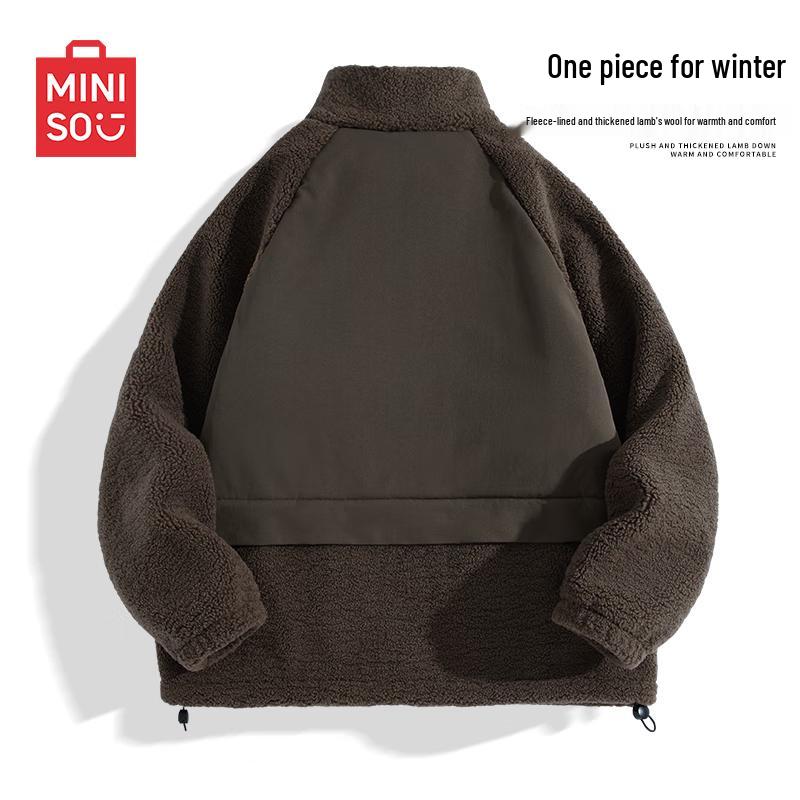 

MINISO Men s Thickened Stand-Collar Fleece Jacket