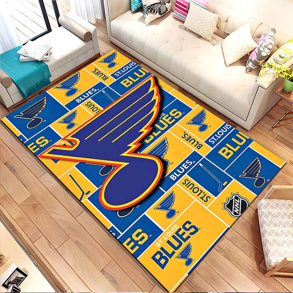St. Louis Blues Hockey Logo Design Patterned Carpet, Non Slip Mat Suitable for Living Room and Bedroom Sofas