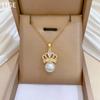 Necklace Earrings Set Light Luxury Full Of Diamonds Pearl Crown Personality Temperament Banquet Earrings Necklace Group
