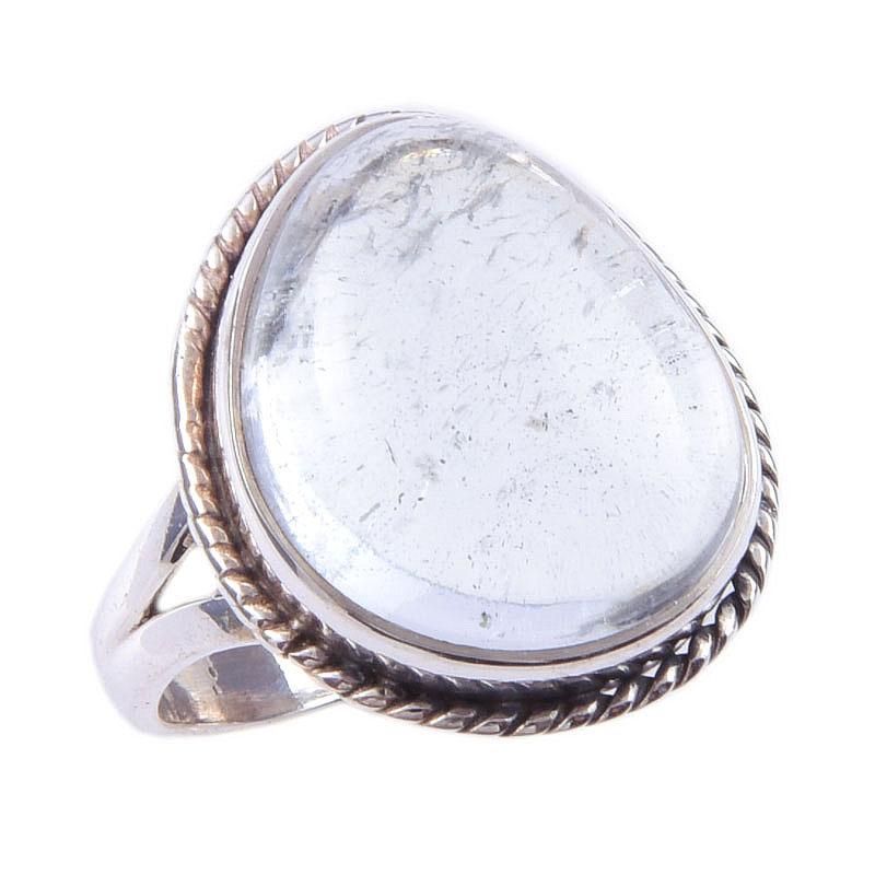 Natural Aquamarine Gemstone Handmade 925 Solid Sterling Silver Ring Size 6 m6A44