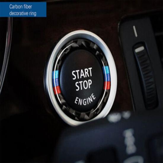 Engine Start Stop Button Cover Carbon Fiber Ring For BMW E90 325i 328i 330i 335i