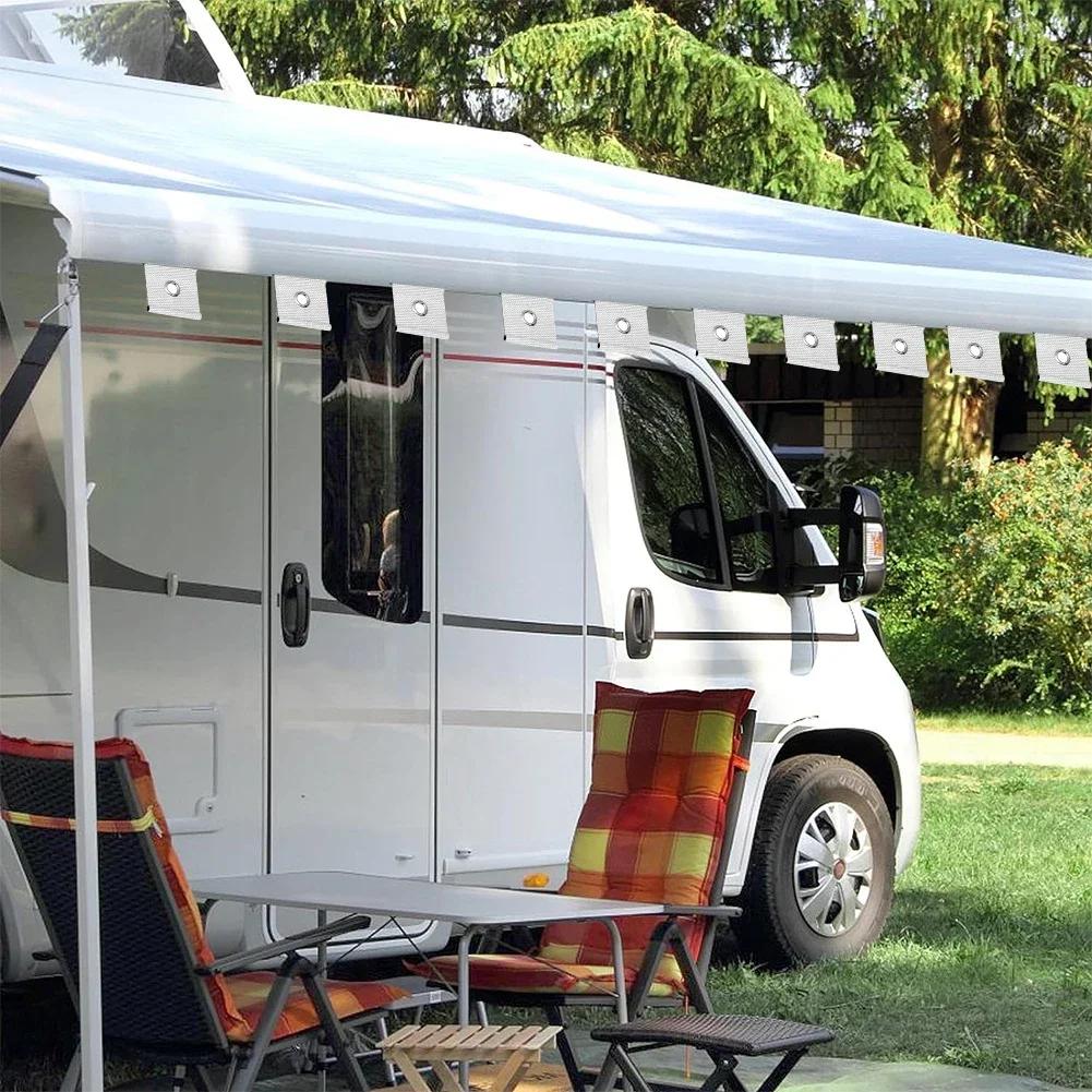 12Pcs Awning Pipe Hooks Piping Eyelets Hooks For 5-8mm Pipe Rails Easy Installation RV Awning Hooks For Caravans Sunshade