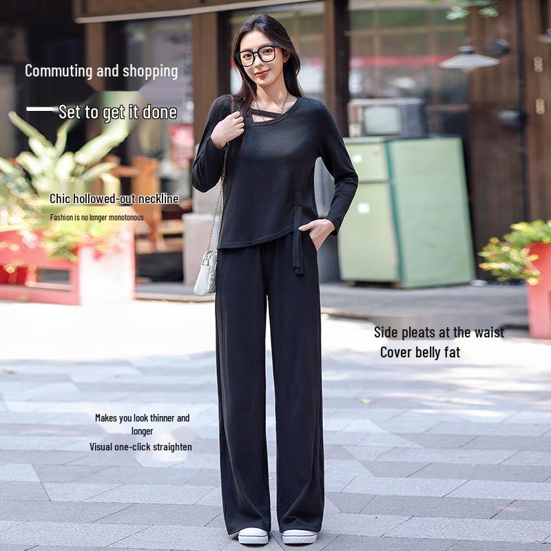 2026 Elegant Women's Suit Set: Long Sleeve & Pants, Loose, Fashionable, Comfortable, Casual, Simple, Breathable