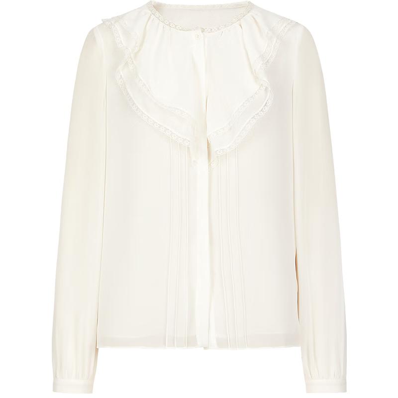 Jiuzi Annakou Women s Elegant Lace Chiffon Blouse M