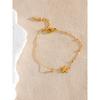 Yhpup New Flower Chain Chic Charm Fashion Bracelet Bangle Golden Stainless Steel Wholesale Jewelry 18K PVD Plated Waterproof