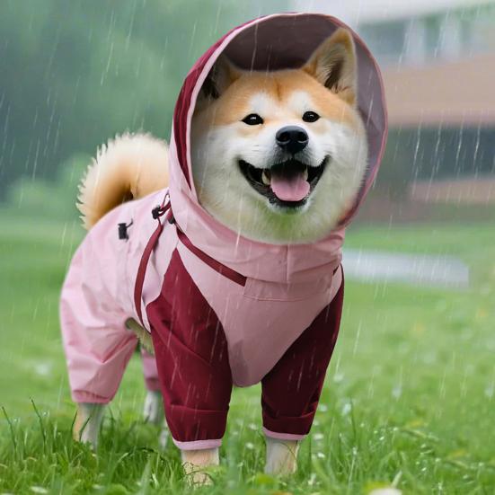 Haustier Regenmantel mit Kapuze Hunde Regenjacke Doppellagig Wasserdicht Poncho Outdoor Regenbekleidung