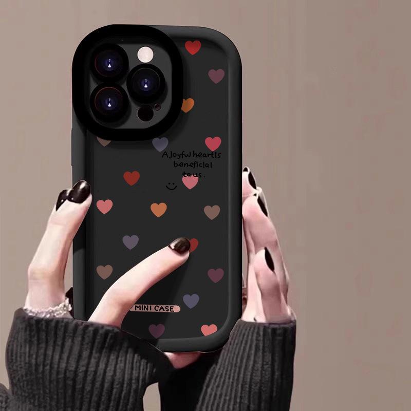 Colorful Love for Apple 16promax Mobile Phone Case 15 Full-inclusive IPhone 14puls Puff 13mini12