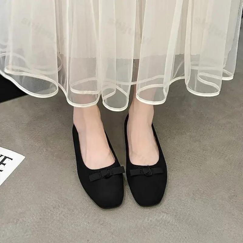 Fashion Bowknot Women Mary Jane Shoes  New Designer Flats Retro Style Ladies Comfort Slip-on Soft Sole Ballerina Shoes