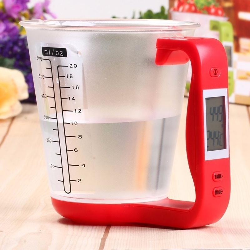 Digital Cup Scale Electronic Measuring Household Jug Scales with LCD Display & Temp Measurement Measuring Cups Cooking Tools