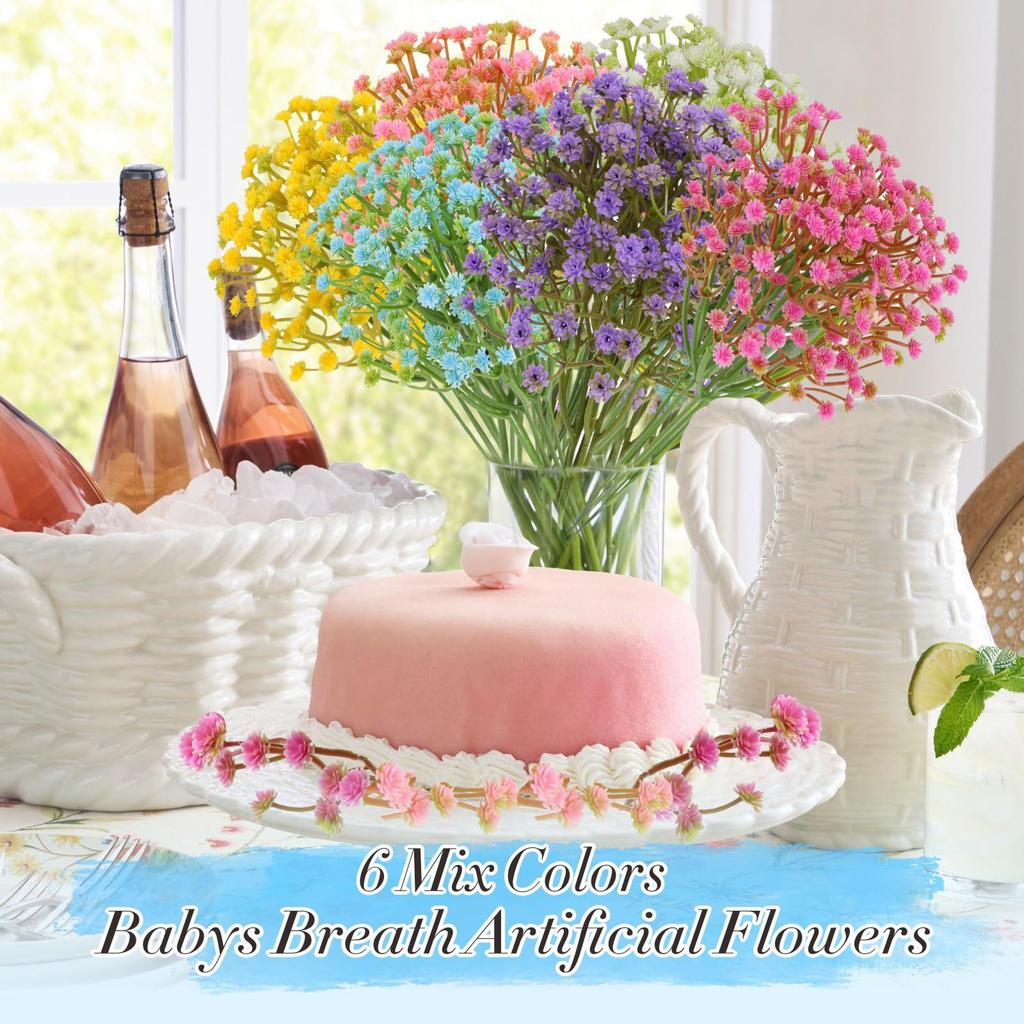 Baby's Breath Artificial Flower Hand Bouquet for Weddings, DIY Soft Rubber Floral Accessories