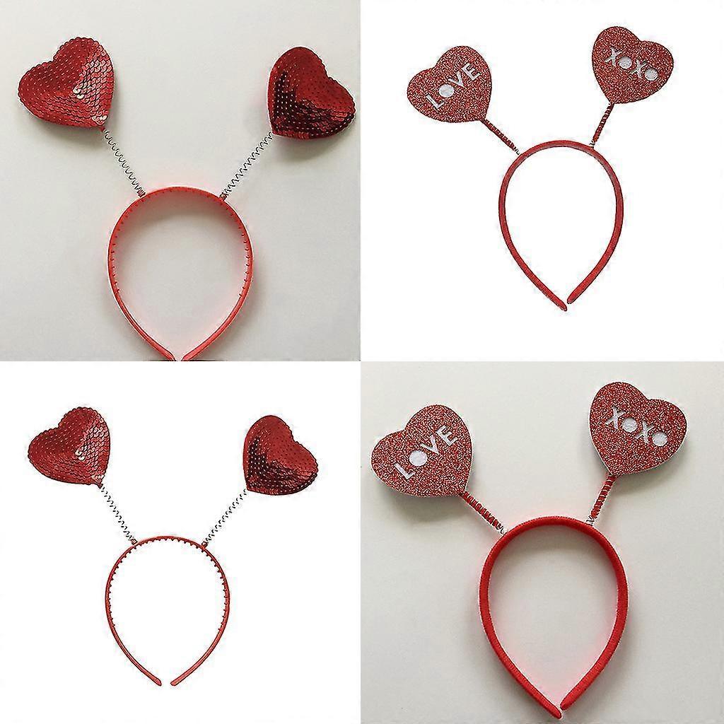 Valentines Day Headband Red Sequins Love Heart For Head Boppers Antenna Hair Hoop Holiday Festival Costume Party Props