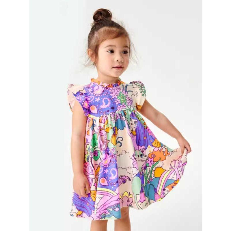 Girls' Princess Dress Summer New Style European and American Casual Vest Dress Round Neck Stylish Girl Children's Dress
