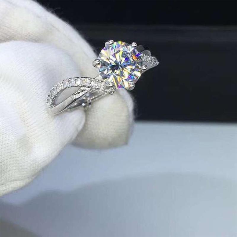 New High Quality Six Claw Cubic Zircon Women Ring for Wedding Party Anniversary Rings Engagement Trendy Fashion Jewelry Band