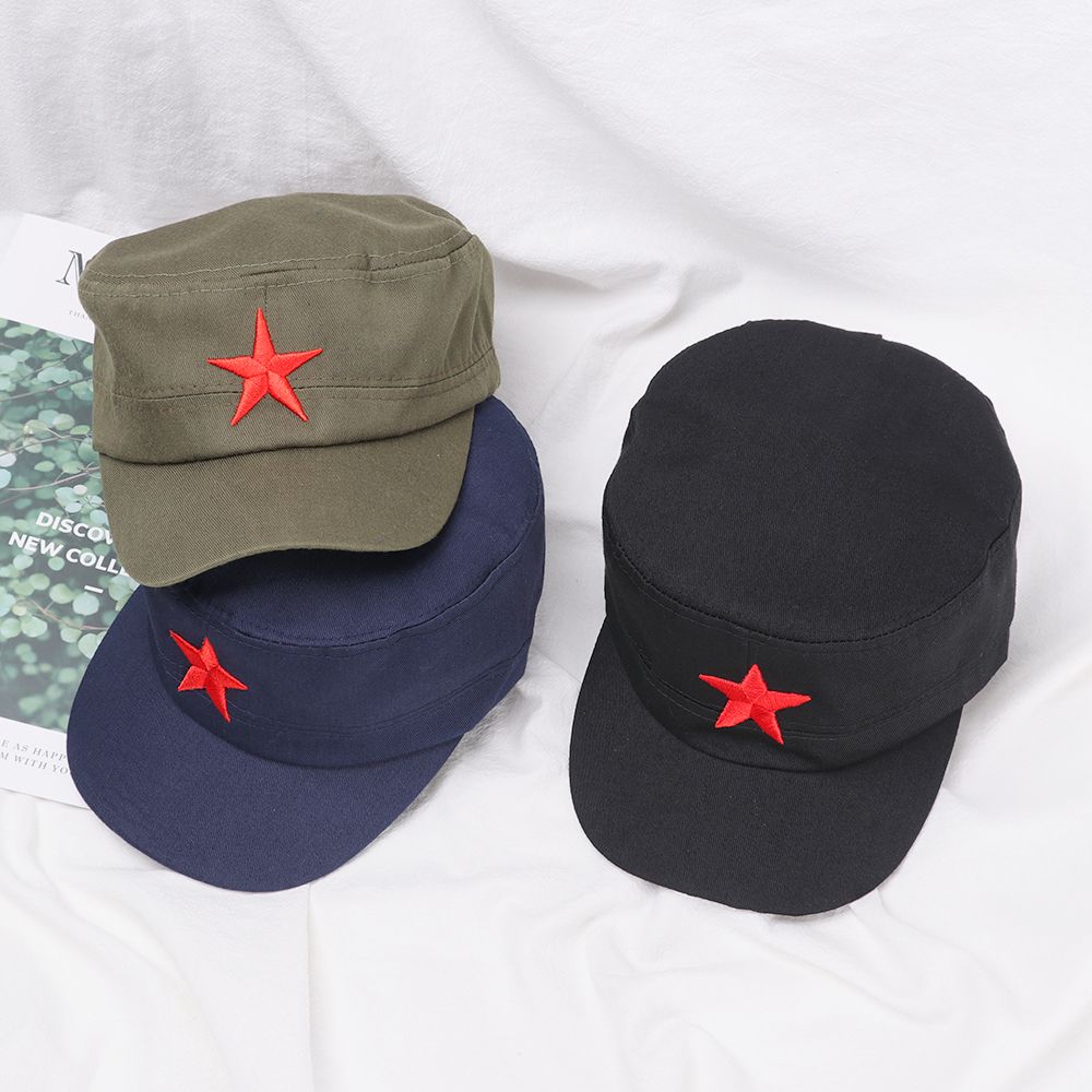 Zealous Sole Men's Army Green Classic Military Caps Wo's Fitted Baseball Sunsreen Caps Adjustable Red Star Army Hats Outdoor Casual Sports
