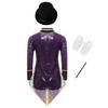 Complete Kids Magician Halloween Costume Set: Sequin Checkerboard Tailcoat Bodysuit with Hat, Bow Tie, Gloves & Magic Wand