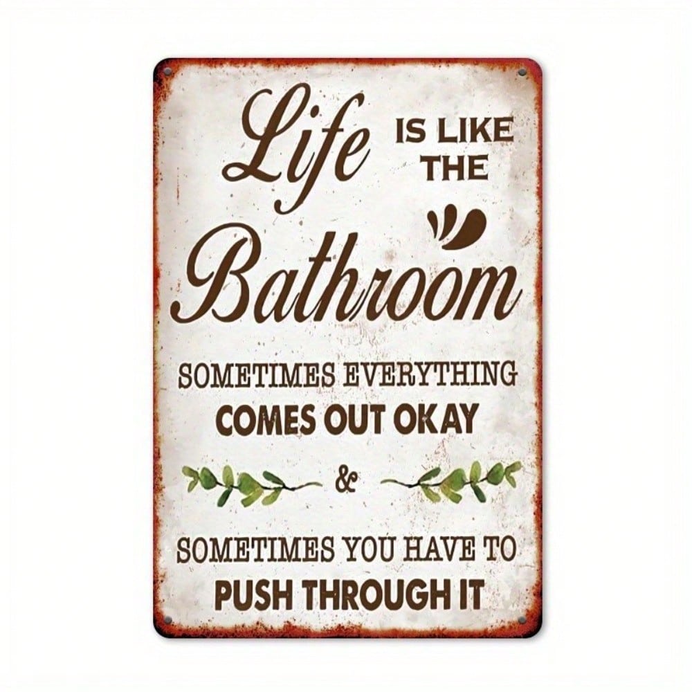 Humorous Bathroom Metal Plaque, Vintage "Life Analogy Comedy" Decor, Home Art Accent for Comedy Fan & Quirky Style Enthusiast