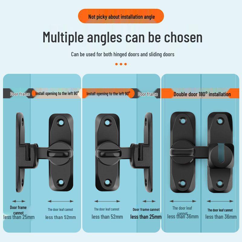 90° Zámek na posuvné dveře (stodolové dveře): Západka bez vrtání, Spona na posuvné dveře, Bezpečnostní šroub