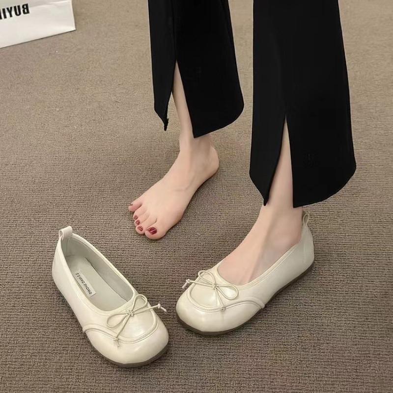 Fashion 2024 Summer Fashion Women's Elegant Square Toe Slip-On Bow Flat Low Shoes