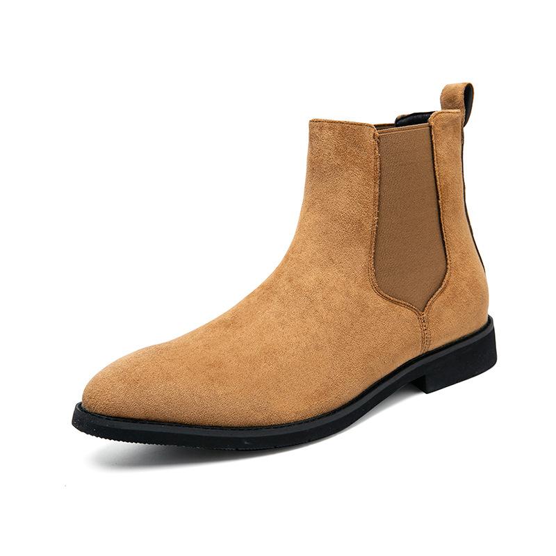Men's Shoes 48 Large Size High Top Chelsea Boots Men's Fleece British Pointed Trend Casual Foot Tooling Leather Boots