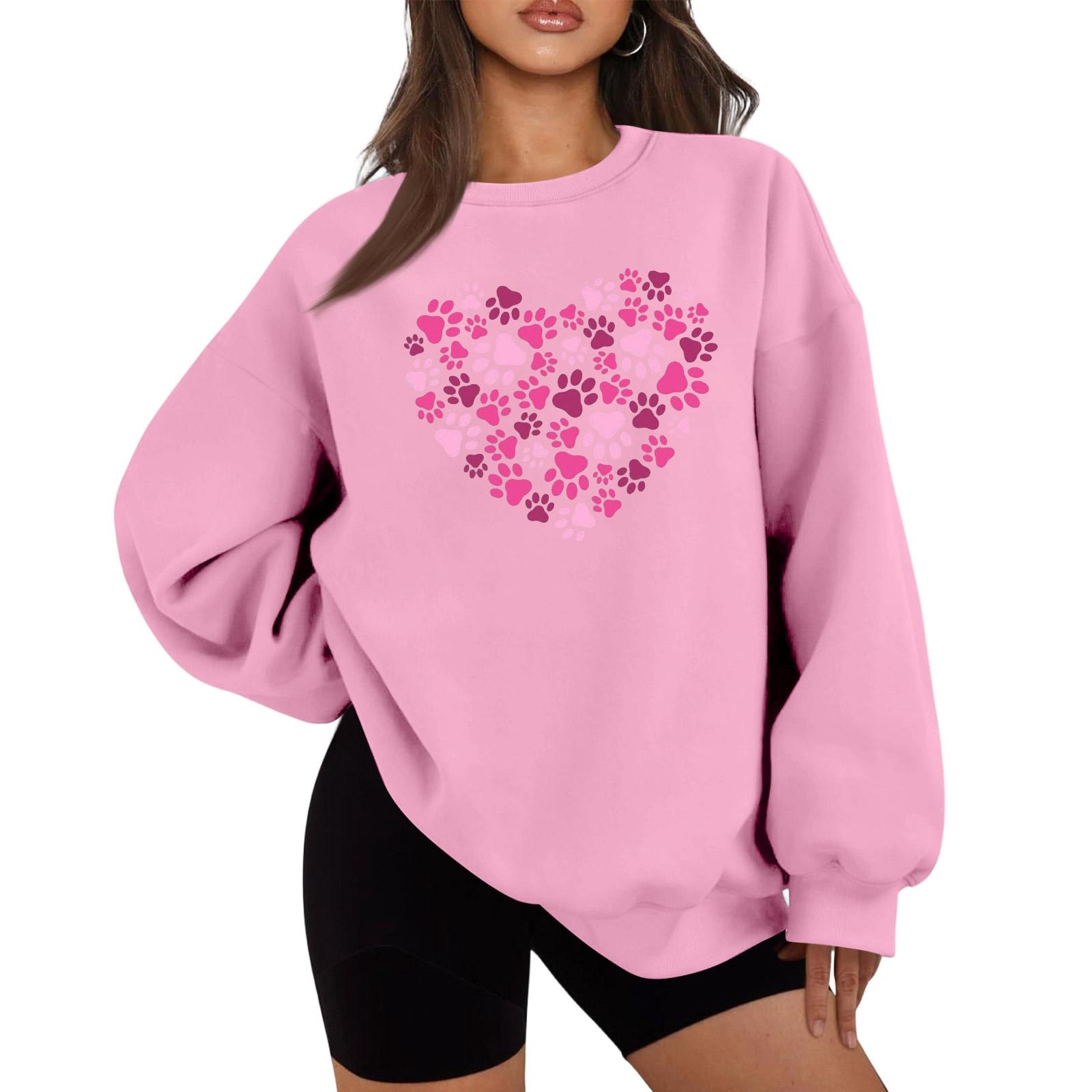 

Жіночий світшот з круглим вирізом, осінній світшот з графікою для відпустки, з довгим рукавом, спущеним плечем, пуловер S рожевий