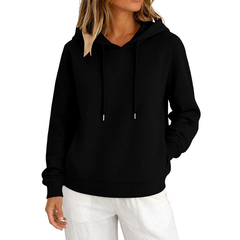 Women's Color Pullover Hoodie Casual Versatile Basic Top