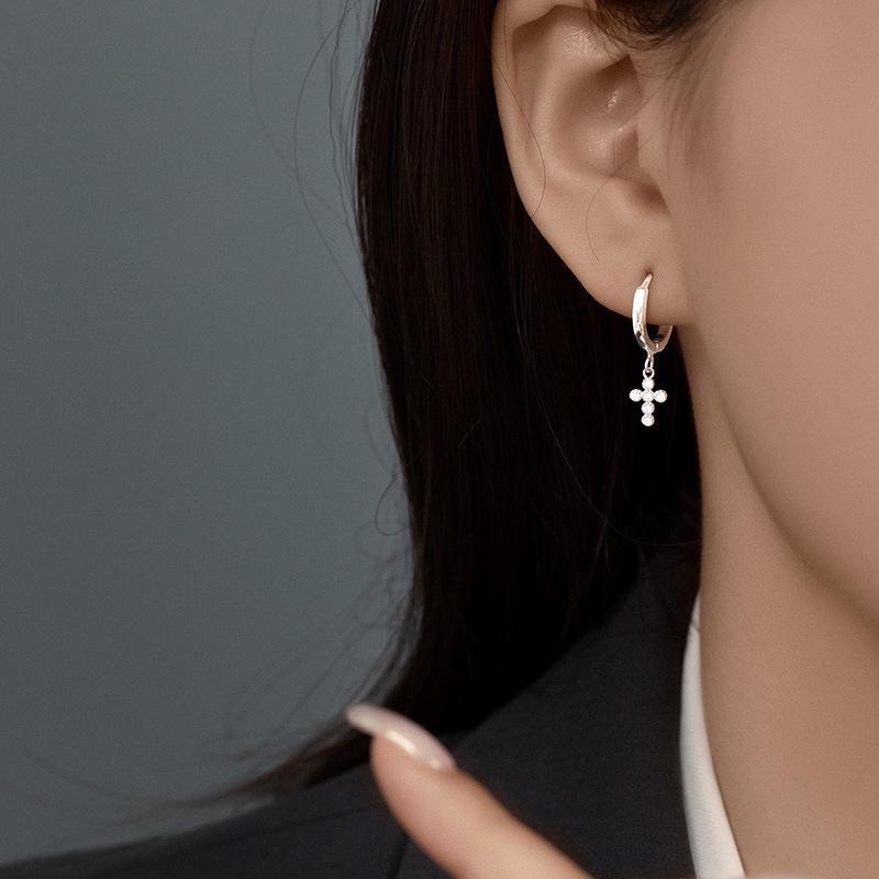 Cercei cruce Banyan Tree Argint S925 cu diamante - Stil celebru la modă, versatil, pentru femei