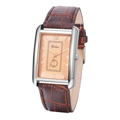 Orologio da polso quadrato per coppia di accessori analogici PU antichi, regalo per uomini amanti, elegante, display impermeabile, pelle, marrone, orologio, quarzo, tempo libero,