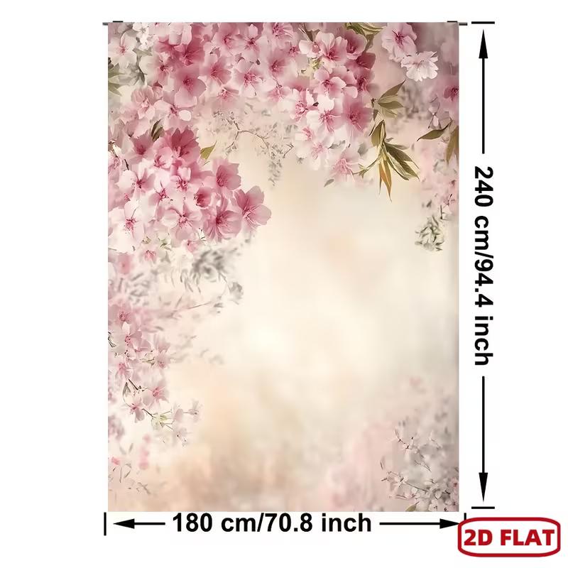 

2D Dreamy Blush Tone Sakura Backdrop, 2D Flat Printing Banner for Bridal Shower & Birthday Party 47.2x31.5inch/120*80cm