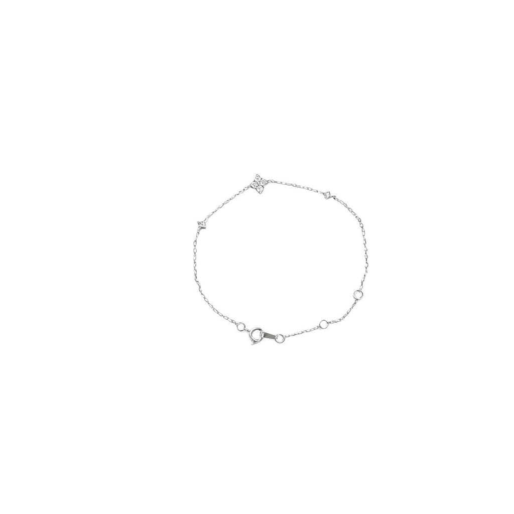 18K Gold Plated Sterling Silver Four-Petal Zircon Bracelet - Women's Elegant Luxury Jewelry
