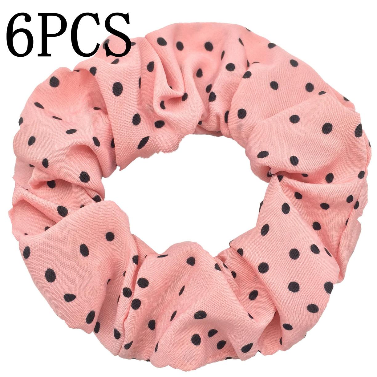 

6 шт./лот Резинки для волос Простые повседневные резинки Эластичная лента Женский держатель Аксессуары Шифоновая повязка на голову В горошек Для хвостика Повседневные