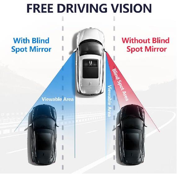 Blind Spot Mirror, Amfor HD Glass Convex Lens Frameless Adjustable Blind Spot Mirror for All Universal Vehicles Car Stick-on Design (2 PCS)