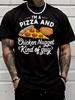 Funny Pizza And Chicken Nugget With Slogan Text Graphic Print Unisexs Crew Neck Short Sleeve Tee Casual Daily Soft Basic Wear Top