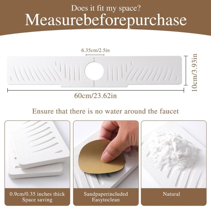 Sink Drip Catcher Mats Silicones Faucet Base Pad With Sloped Water Channel for Kitchen and Bathroom Countertops