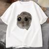 Sad Hamster T Shirt Funny Cute Cat Hamster Meme Trend Tshirt for Unisex WOMEN Cotton Tshirt Summer Short Sleeve Unisex Tee tops