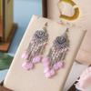 Bohemian Water Drop Rhinestone Earrings with Multi-Layer Beads - Retro Fan-Shaped Dangle Design
