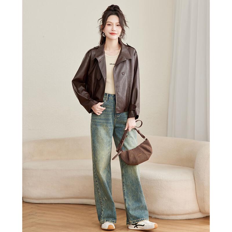 TERRE BLEUE Women's Fall 2025 Faux Leather Biker Jacket