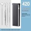 Dental Oral Care Tool Set: Stainless Steel Mouth Mirror, Probe, Tartar Remover, Toothpick