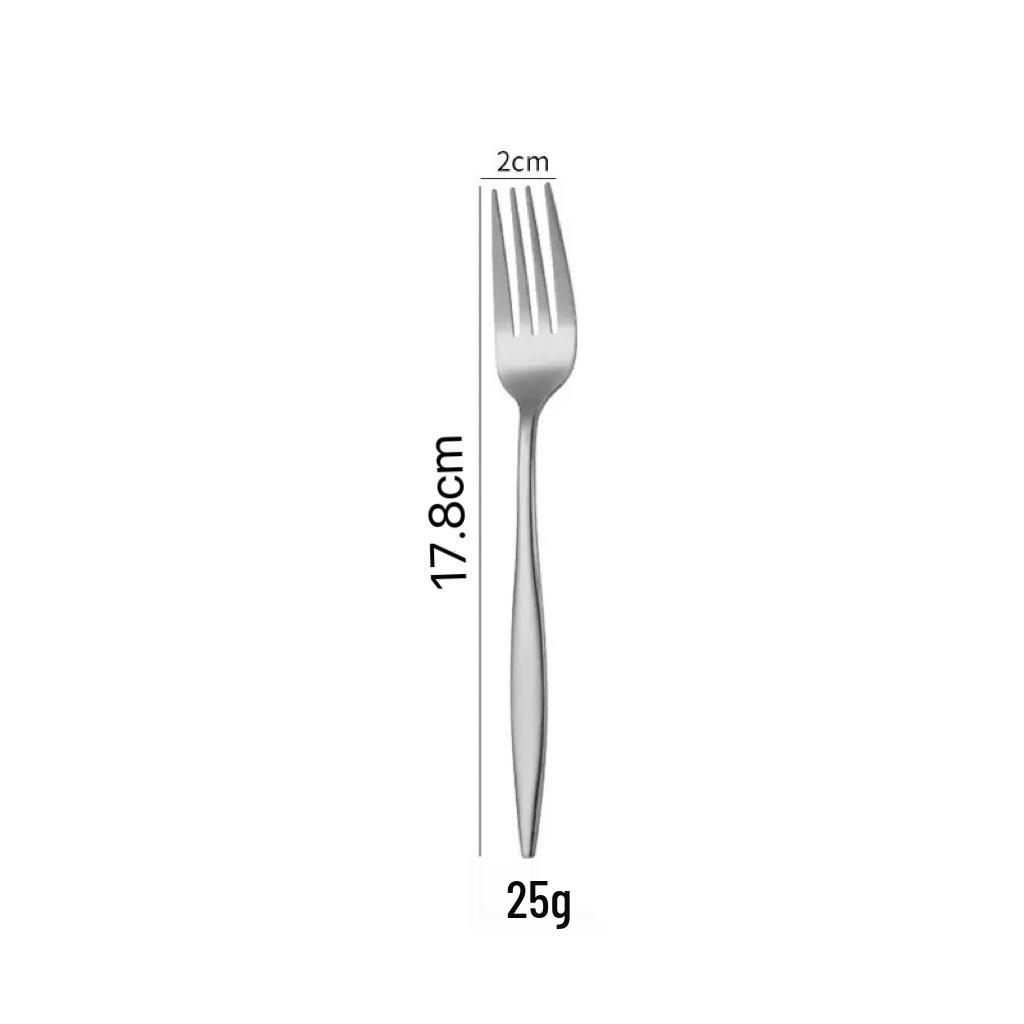 Gold-Plated 410 Stainless Steel 5-Piece Western Cutlery Set - Knife, Fork, Dessert Spoon