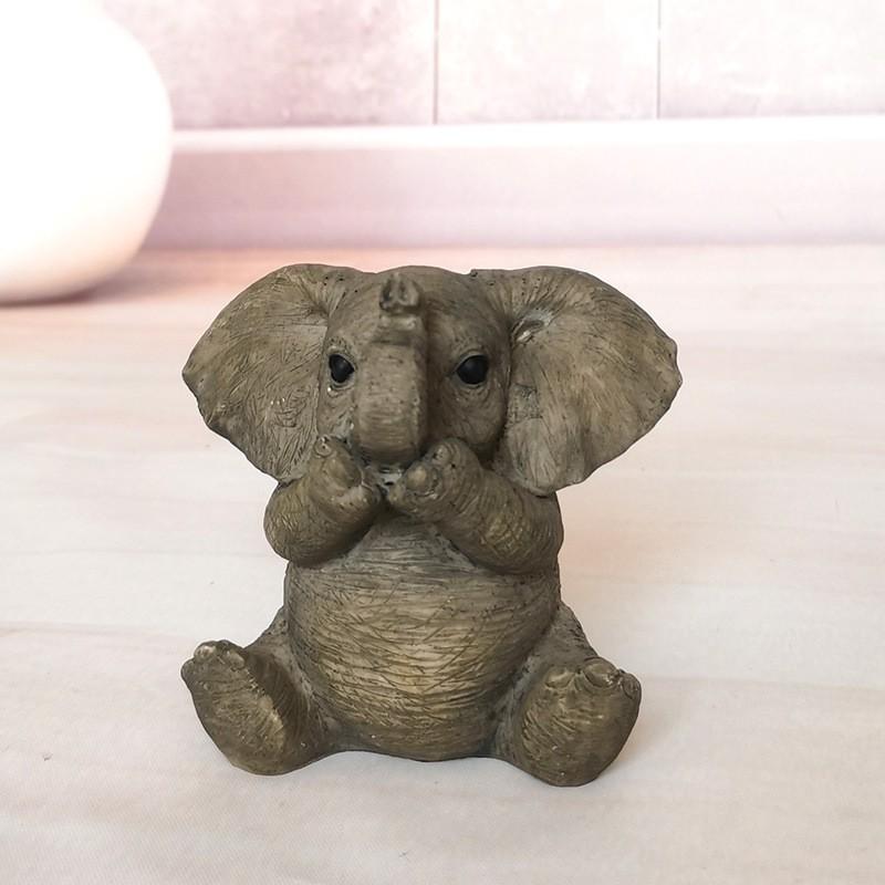 Resin Elephant Figurine Set - Cute Cartoon Animal Decor Home Office Desk Gift