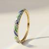 Colorful Gold Plated Floral Bangle Retro Rhinestone Inlay Oil Dipping Cuff  Elegant