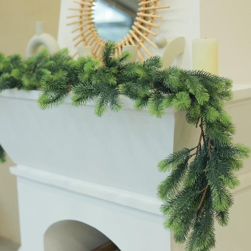 1pcs Artificial Christmas Garland Pine Cypress white and green Garland Seasonal Plants for Holiday Xmas Outdoor Winter Decor