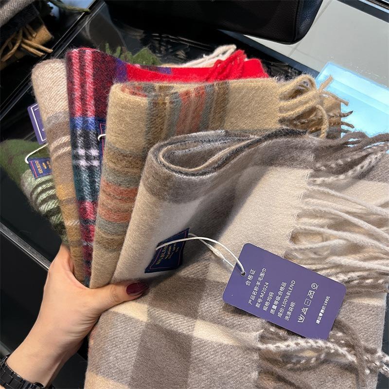 New Small Version British Version Red Plaid Imitation Cashmere Scarf Texture Winter Warm Gift Scarf Shawl