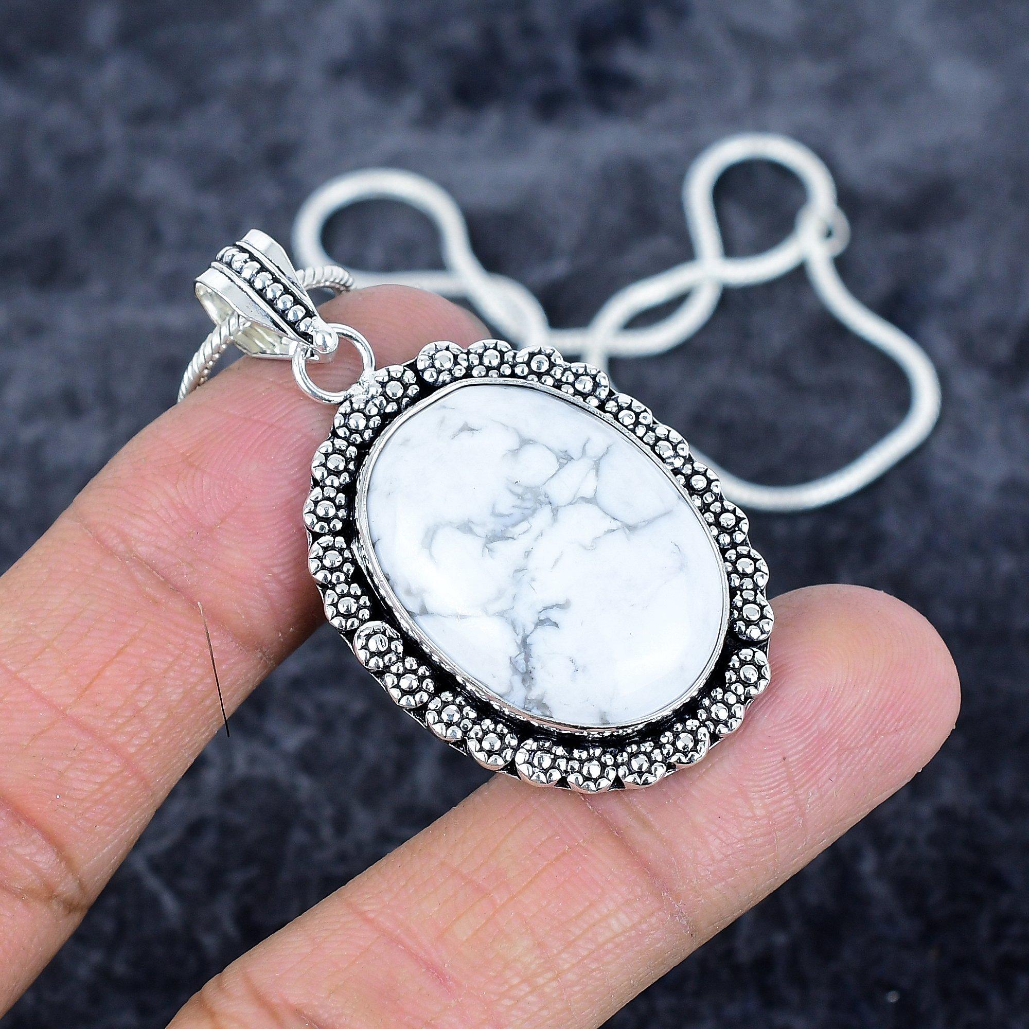 

Howlite Jasper Gemstone Handmade 925 Sterling Silver Jewelry Pendant 1.97 M-2977