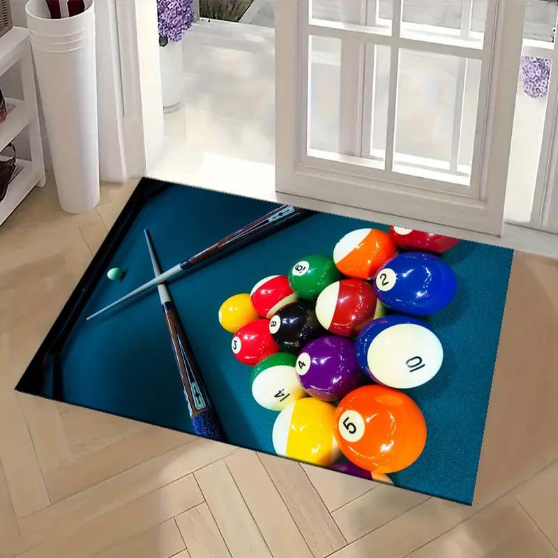 Billiard Ball Rug - Sports Themed Living Room Decor | Pool Table Design Area Rugs | Fun Home Accessories