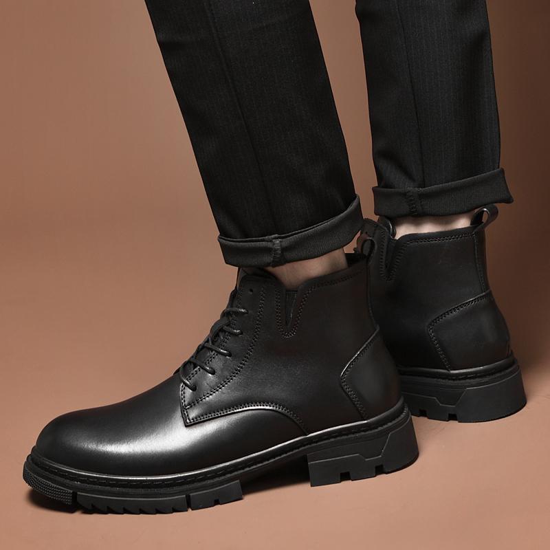 Golden Sapling High Quality Winter Boots for Men Outdoor Leisure Work Ankle Boot Lace-Up Genuine Cow Leather Male Shoes 36-47