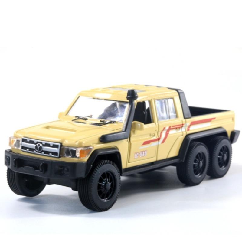 Automodell Toyota LC-6X6 im Maßstab 1/32, Legierungs-ABS-Material, Legierungsautospielzeug, hohe Simulation, langlebig, robuste, helle Farbe, für Geschenke